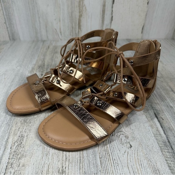 Dolce Vita Girls Curse Gladiator Sandals Lace Up Faux Leather Rose Gold #1012 - Picture 2 of 13